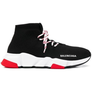 BALENCIAGA SPEED TRAINER LACE UP BLACK RED - BB015