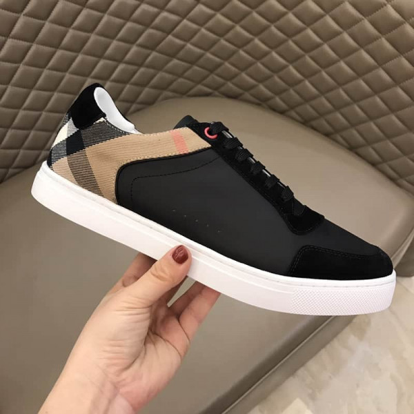 BURBERRY LEATHER AND HOUSE CHECK SNEAKERS - BBR26 - Image 2