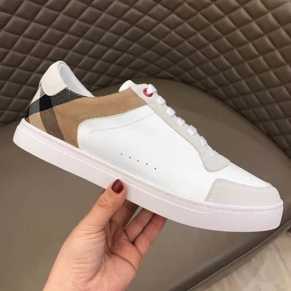 BURBERRY LEATHER AND HOUSE CHECK SNEAKERS - BBR27 - Image 7