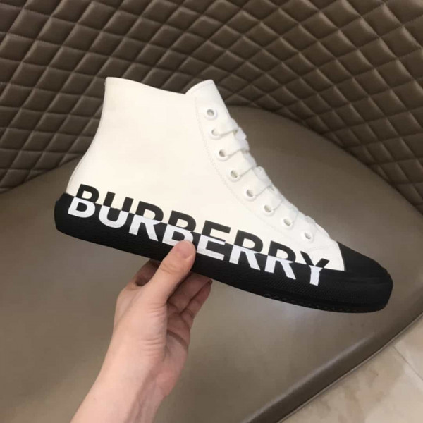BURBERRY LOGO PRINT GABARDINE HIGH-TOP SNEAKERS - BBR32 - Image 2