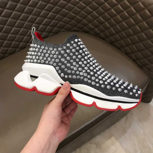 CHRISTIAN LOUBOUTIN GREY SPIKE SOCK SNEAKER- CL50 - Image 2