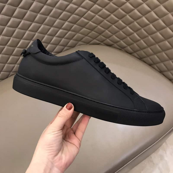 GIVENCHY URBAN STREET LOW-TOP LEATHER TRAINERS TRIPLE BLACK - GVC25 - Image 2