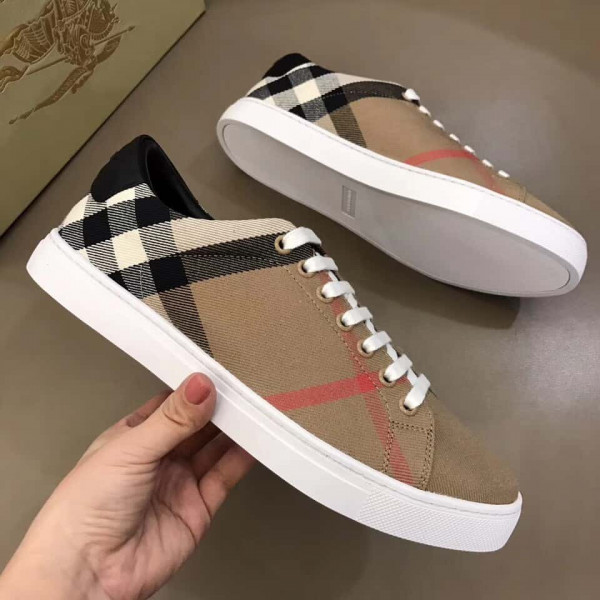 BURBERRY ALBERT HOUSE CHECK & LEATHER LOW-TOP SNEAKER - BBR3 - Image 2
