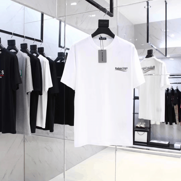 BALENCIAGA POLITICAL CAMPAIGN SMALL FIT T-SHIRT IN WHITE VINTAGE JERSEY - BB38 - Image 2