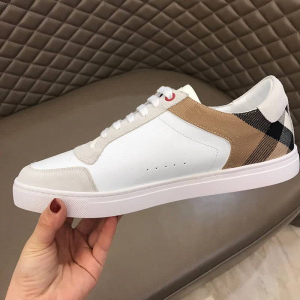 BURBERRY LEATHER AND HOUSE CHECK SNEAKERS - BBR27 - Image 8