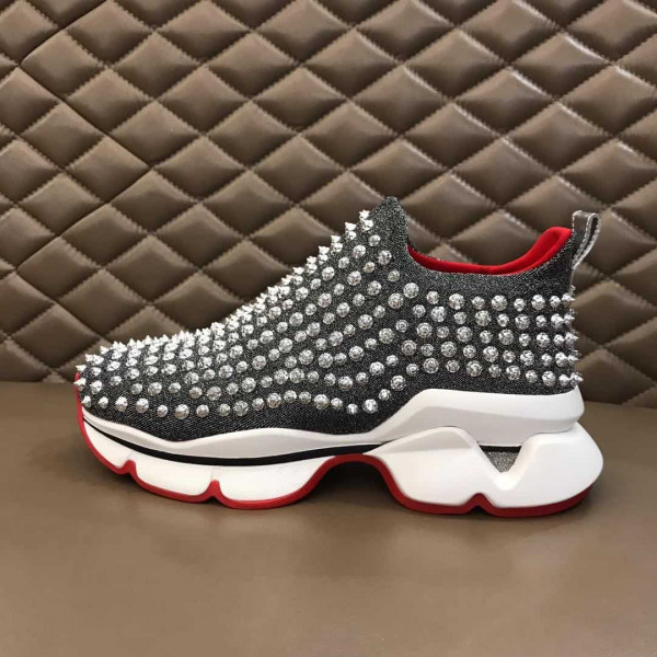 CHRISTIAN LOUBOUTIN GREY SPIKE SOCK SNEAKER- CL50 - Image 6