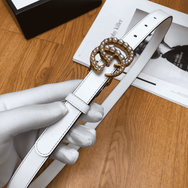 GUCCI PEARL STUDDED GG BELT - B14 - Image 8