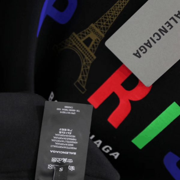 BALENCIAGA MEN'S BLACK MODE LOGO TEE - BB42 - Image 8