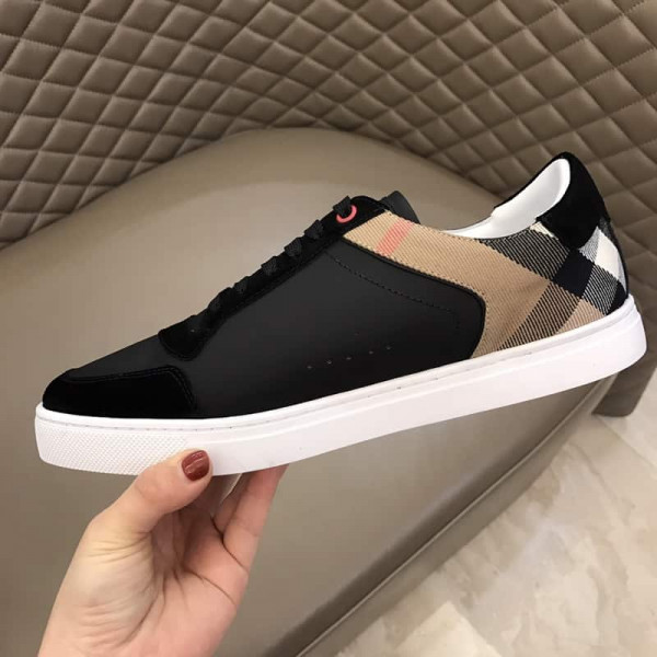 BURBERRY LEATHER AND HOUSE CHECK SNEAKERS - BBR26 - Image 8