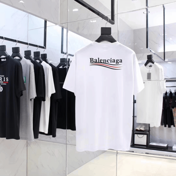 BALENCIAGA POLITICAL CAMPAIGN SMALL FIT T-SHIRT IN WHITE VINTAGE JERSEY - BB38 - Image 3