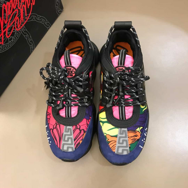 VERSACE BLACK AND MULTICOLOURED CHAIN REACTION SNEAKERS - VS8 - Image 8