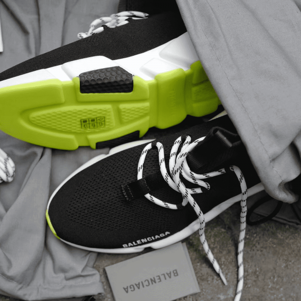 BALENCIAGA SPEED TRAINER LACE UP BLACK WHITE - BB16 - Image 5