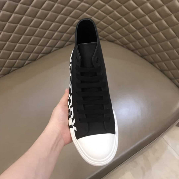 BURBERRY LOGO PRINT GABARDINE HIGH-TOP SNEAKERS - BBR31 - Image 7