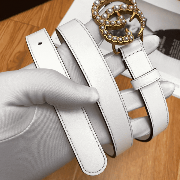GUCCI PEARL STUDDED GG BELT - B14 - Image 7