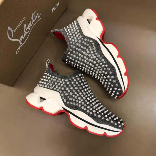CHRISTIAN LOUBOUTIN GREY SPIKE SOCK SNEAKER- CL50 - Image 5