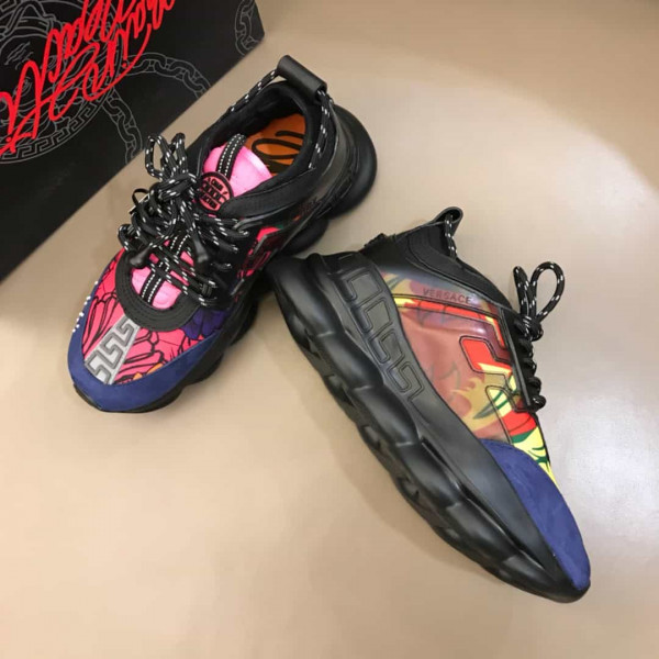 VERSACE BLACK AND MULTICOLOURED CHAIN REACTION SNEAKERS - VS8 - Image 7
