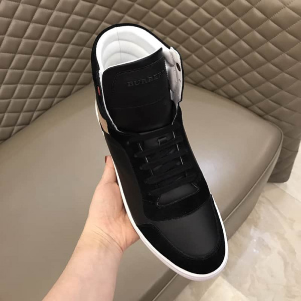 BURBERRY LEATHER AND HOUSE CHECK HI-TOP SNEAKERS - BBR28 - Image 7
