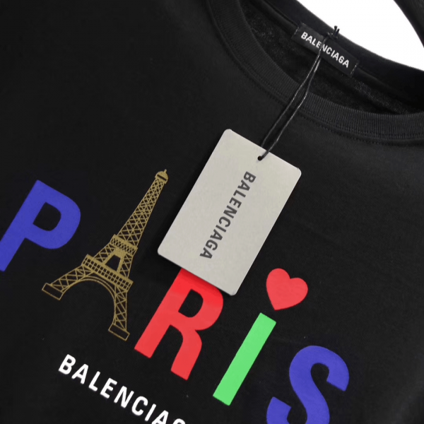 BALENCIAGA MEN'S BLACK MODE LOGO TEE - BB42 - Image 7