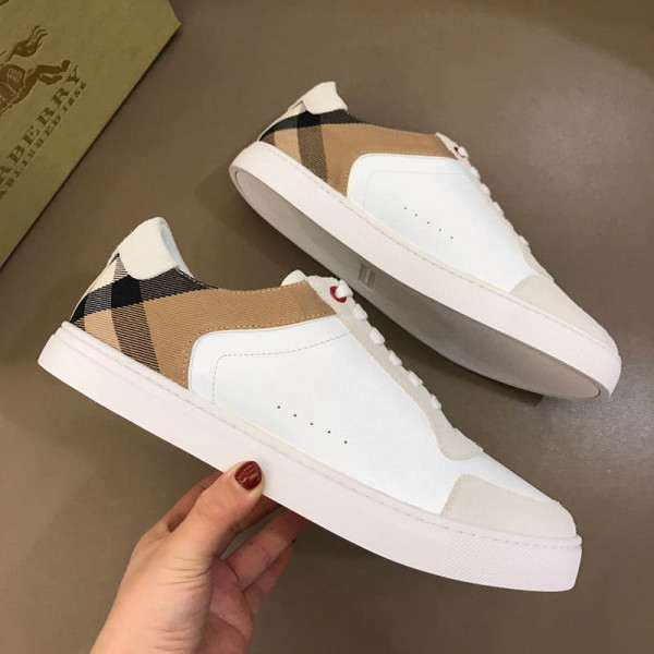 BURBERRY LEATHER AND HOUSE CHECK SNEAKERS - BBR27 - Image 4