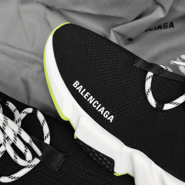 BALENCIAGA SPEED TRAINER LACE UP BLACK WHITE - BB16 - Image 4