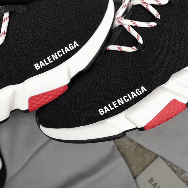 BALENCIAGA SPEED TRAINER LACE UP BLACK RED - BB015 - Image 5