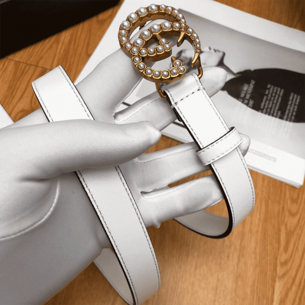 GUCCI PEARL STUDDED GG BELT - B14 - Image 6