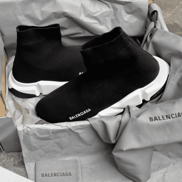 BALENCIAGA SPEED TRAINER BLACK WHITE - BB10 - Image 2