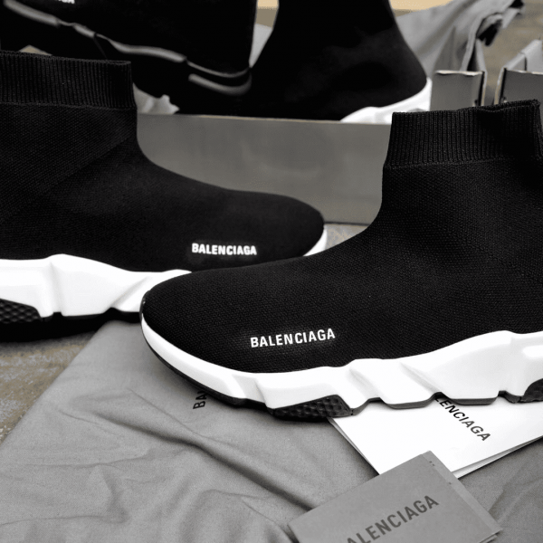 BALENCIAGA SPEED TRAINER BLACK WHITE - BB10 - Image 6