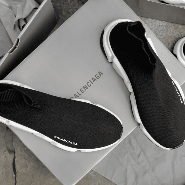 BALENCIAGA SPEED TRAINER BLACK WHITE - BB10 - Image 5
