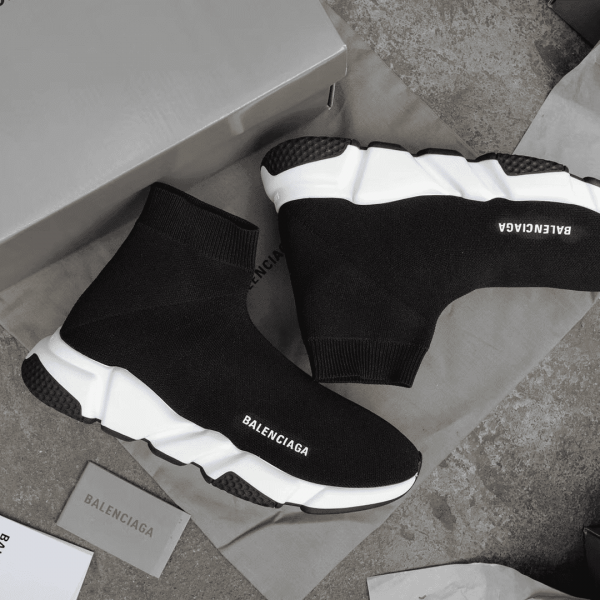 BALENCIAGA SPEED TRAINER BLACK WHITE - BB10 - Image 4