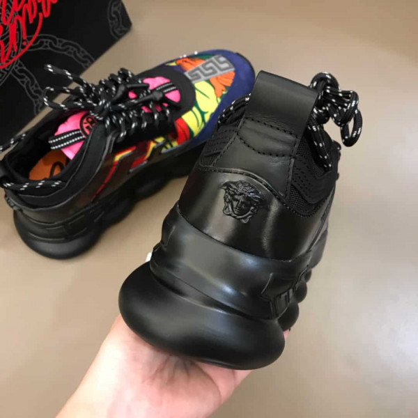 VERSACE BLACK AND MULTICOLOURED CHAIN REACTION SNEAKERS - VS8 - Image 5
