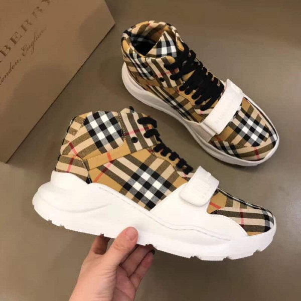 BURBERRY VINTAGE CHECK HIGH-TOP SNEAKERS - BBR2 - Image 5