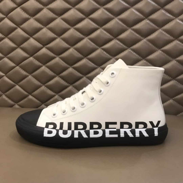 BURBERRY LOGO PRINT GABARDINE HIGH-TOP SNEAKERS - BBR32 - Image 5
