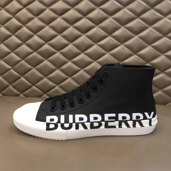 BURBERRY LOGO PRINT GABARDINE HIGH-TOP SNEAKERS - BBR31 - Image 5
