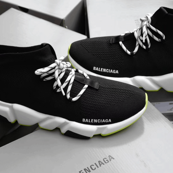 BALENCIAGA SPEED TRAINER LACE UP BLACK WHITE - BB16 - Image 3