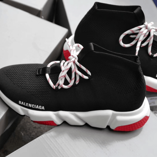 BALENCIAGA SPEED TRAINER LACE UP BLACK RED - BB015 - Image 3
