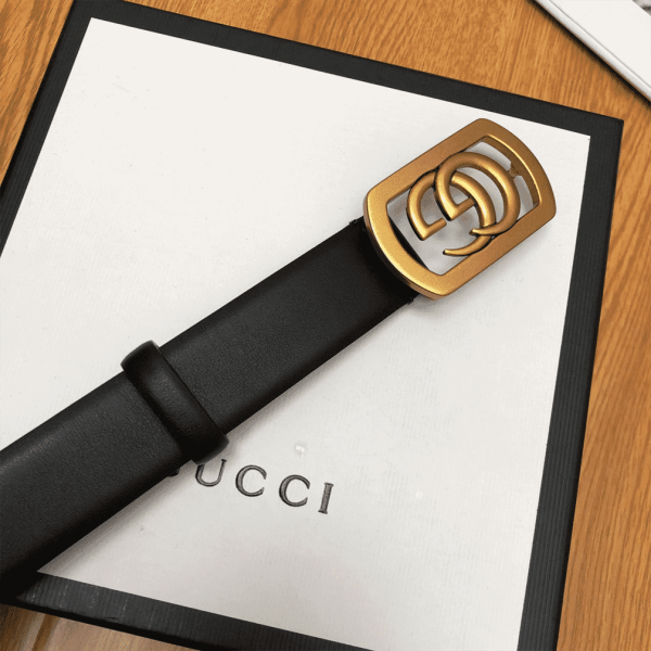 GUCCI BELT WITH FRAMED DOUBLE G BUCKLE - B8 - Image 3