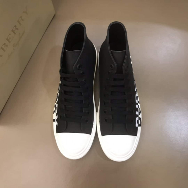 BURBERRY LOGO PRINT GABARDINE HIGH-TOP SNEAKERS - BBR31 - Image 4