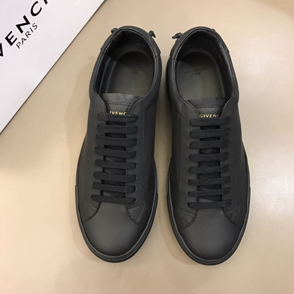 GIVENCHY URBAN STREET LOW-TOP LEATHER TRAINERS TRIPLE BLACK - GVC25 - Image 4