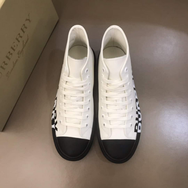 BURBERRY LOGO PRINT GABARDINE HIGH-TOP SNEAKERS - BBR32 - Image 4