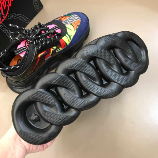 VERSACE BLACK AND MULTICOLOURED CHAIN REACTION SNEAKERS - VS8 - Image 3
