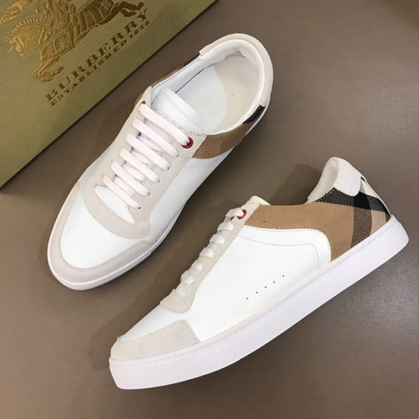 BURBERRY LEATHER AND HOUSE CHECK SNEAKERS - BBR27 - Image 6