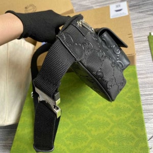 GG EMBOSSED BELT BAG IN BLACK GG EMBOSSED LEATHER