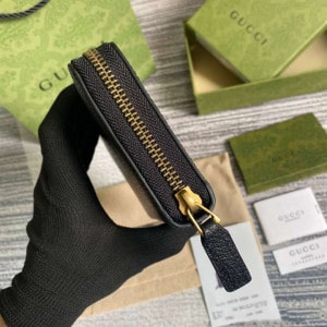 Gucci gg Marmont Leather Zip Around Wallet Black Metal Free Tanned Leather Double G - WEG003