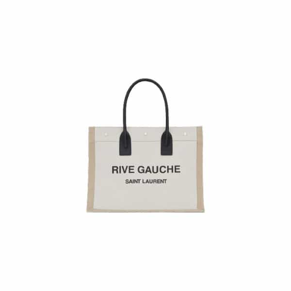 RIVE GAUCHE TOTE BAG IN LINEN AND LEATHER - WBY16