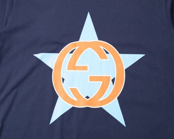 GUCCI INTERLOCKING G STAR PRINT COTTON T-SHIRT - GCS155 - Image 4