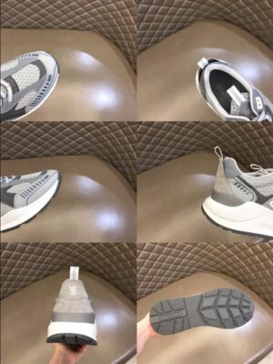 LOGO PRINT LEATHER, SUEDE AND MESH SNEAKERS - BBR107