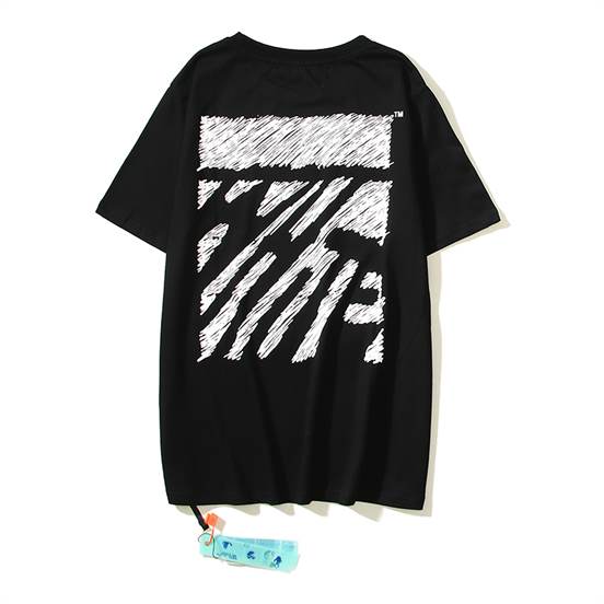 OW Irregular Lines Flying Thread Embroidery T-Shirt – OW61 - Image 2