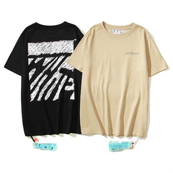 OW Irregular Lines Flying Thread Embroidery T-Shirt – OW61 - Image 5