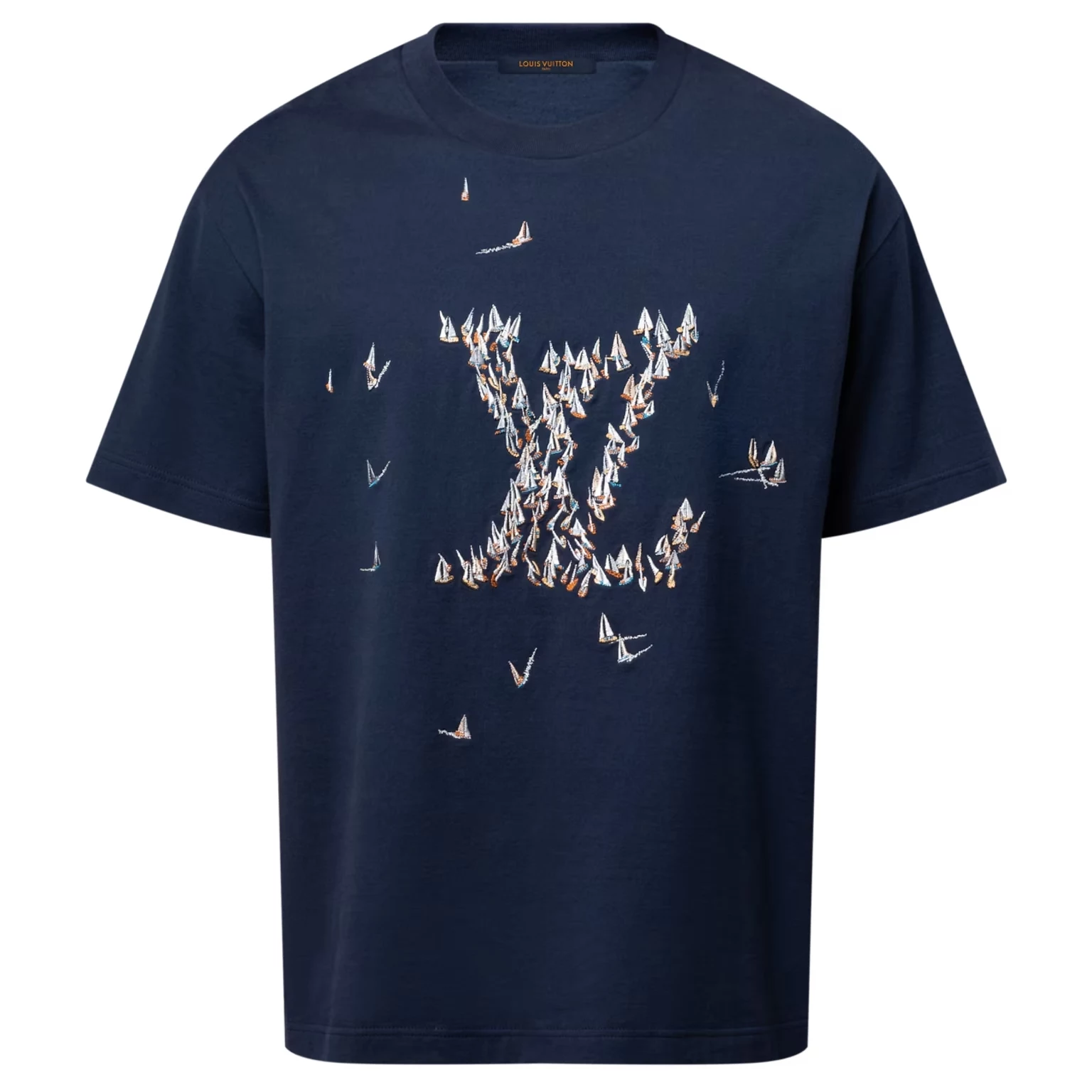 EMBROIDERED COTTON T-SHIRT IN BLUE - LSVT0283